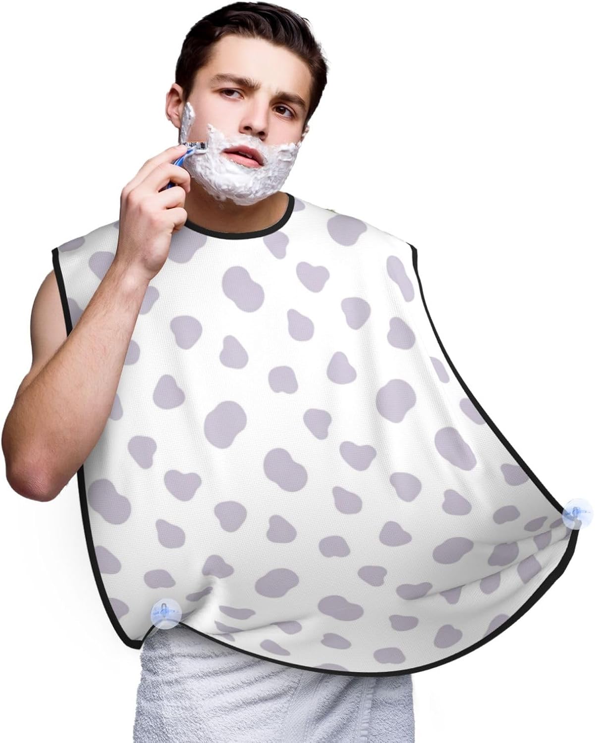 Beard Trimming Catcher Apron, Waterproof Non-Stick Grooming Bib for Shaving, Ideal for Men Dad Father’s Day, Cute Cartoon Pandas Shave Bib