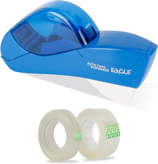 Eagle Automatic Tape Dispenser, Handheld & Portable Design, Office Tape Gun, One-Handed Operation with Safety Blade for Office, Home, DIY or Packaging (Includes 2 Free Tapes)（Blue）