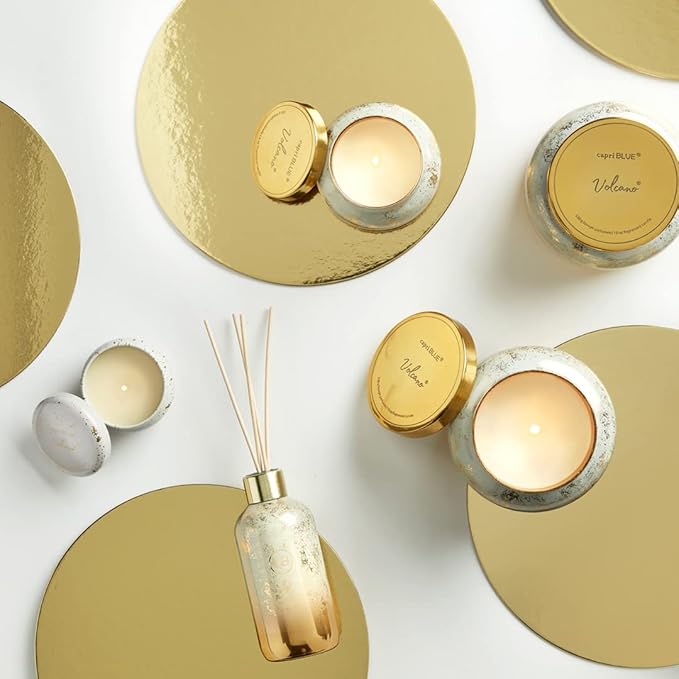 Capri Blue Glimmer Reed Diffuser Set - Includes Diffuser Sticks, Scented Oil, and Decorative Glass Bottle - Home Decor Room Freshener - Home Fragrance (Volcano, 8 fl oz)