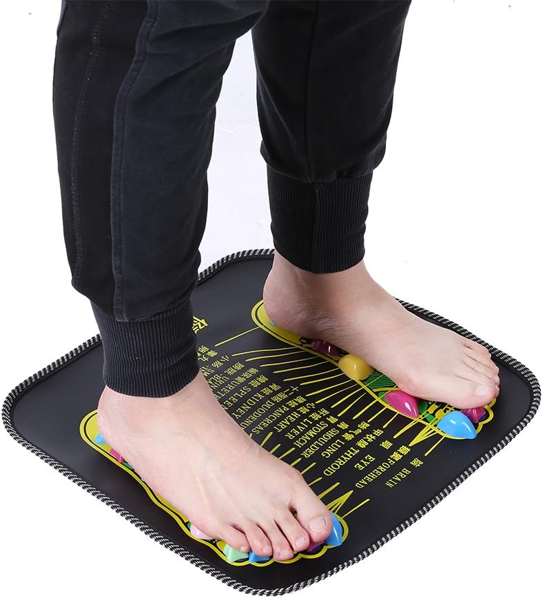 Foot Massage Mat,Acupressure Foot Mats,Reflexology Walk Stone Stone Road Foot Massage Black for Pain Relief