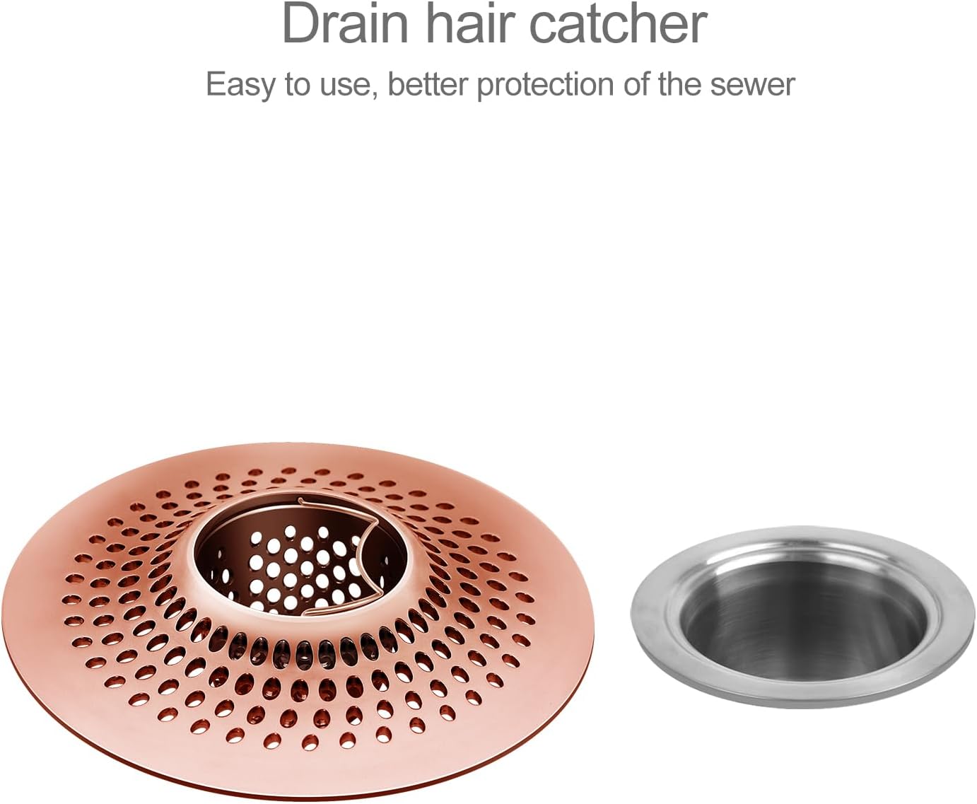 LEKEYE Shower Drain Hair Catcher/Bathroom Drain Cover/Bathtub Drain Strainer/Shower Stall Drain Protector(Red Copper)