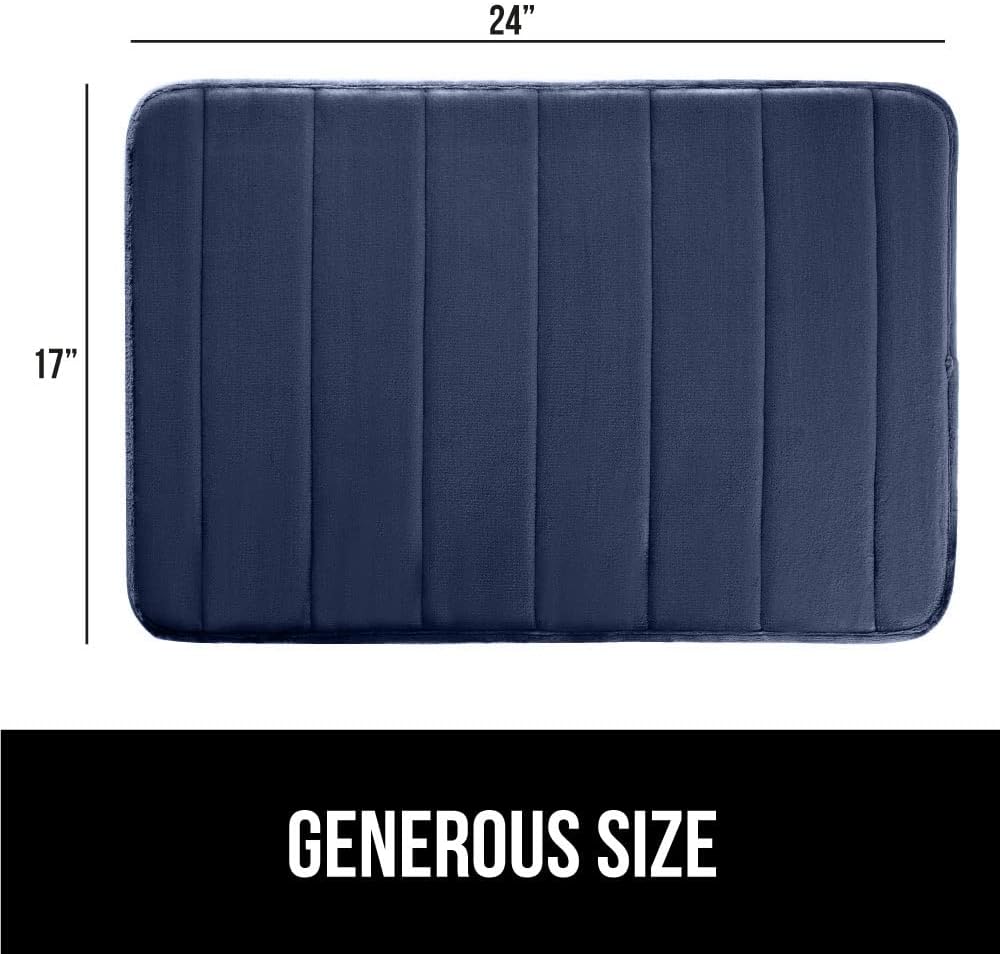 GORILLA GRIP Memory Foam Bath Mat, Soft Absorbent US Designed Bathroom Rug, Gripping Dots Machine Washable Bathmat, Cushioned Floor Mats, Shower Sink Rugs Room Décor Accessories, 24x17 Navy Blue