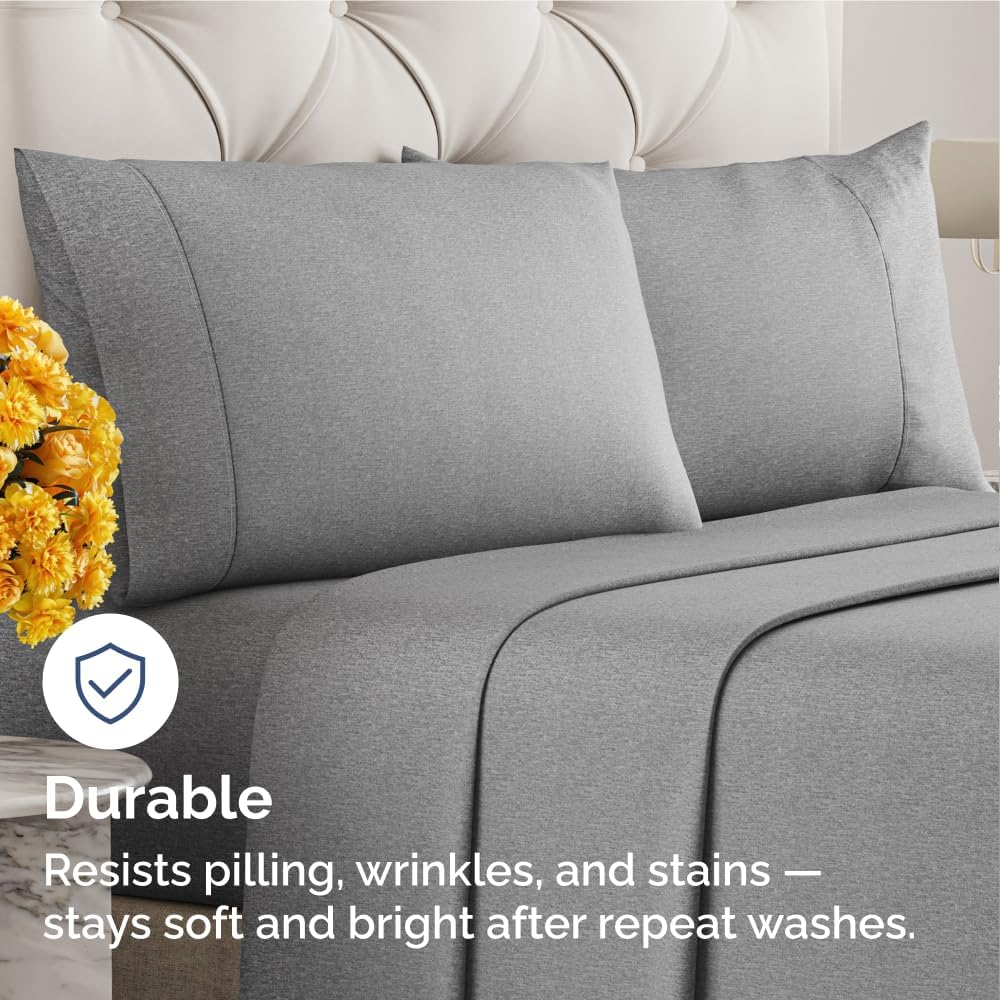 King Pillow Cases Set of 8 - Ultra Soft Hotel Quality Pillowcase Covers - Comfy & Wrinkle Free - Shrink, Stain and Fade Resistant - Machine Washable Pillow Protectors - 8 Piece Set - Heathered Grey