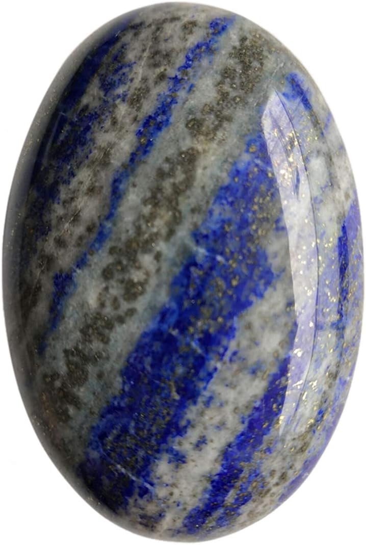 Natural Lapis Lazuli Oval Polished Worry Stones, Healing Crystal Indoor Fountain Stones Massage Energy Anxiety Relief Items