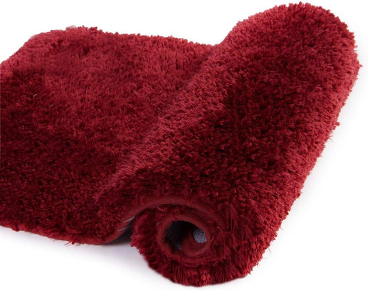 Walensee Red High Pile Bathroom Rug, 24 x 48, Extra Soft & Absorbent, Non Slip, Machine Washable, Luxury Bath Mat for Bathroom