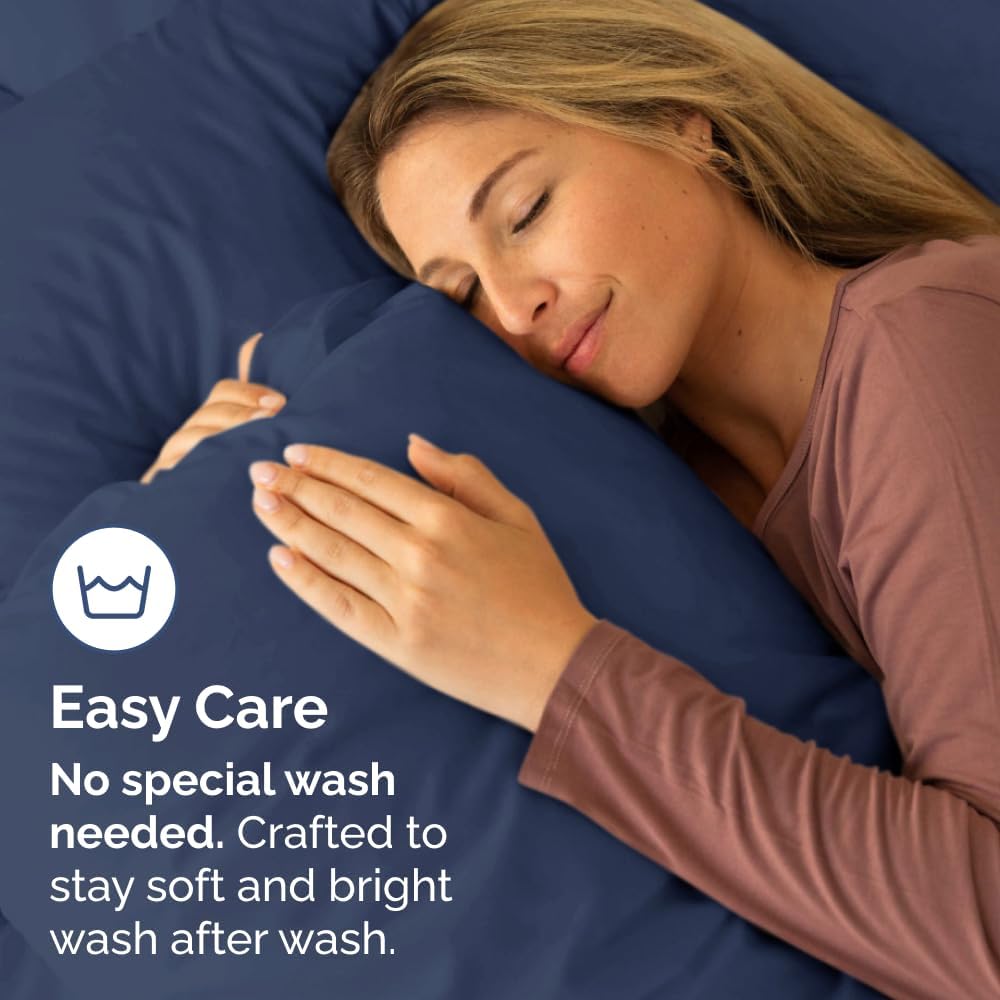 Long Pillowcases - Body Pillow Cover - Long Pillow Insert for Sleeping, Side Sleepers - Soft & Breathable Body Pillow Case with Envelope Enclosure - Comfy & Machine Washable - 20" x 54" (Navy Blue)