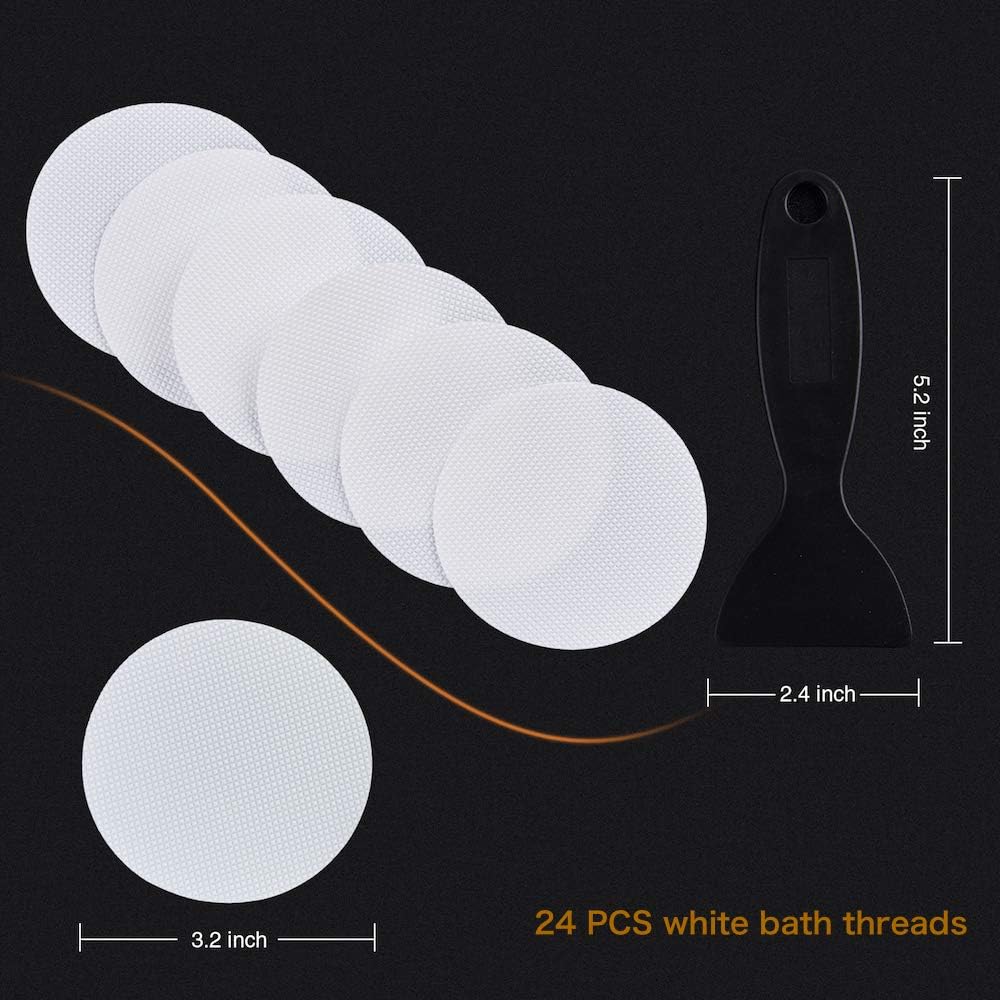 Non-Slip Bathtub Stickers, 24PCS Safety Bathroom Tubs Showers Treads Adhesive Decals Scraper