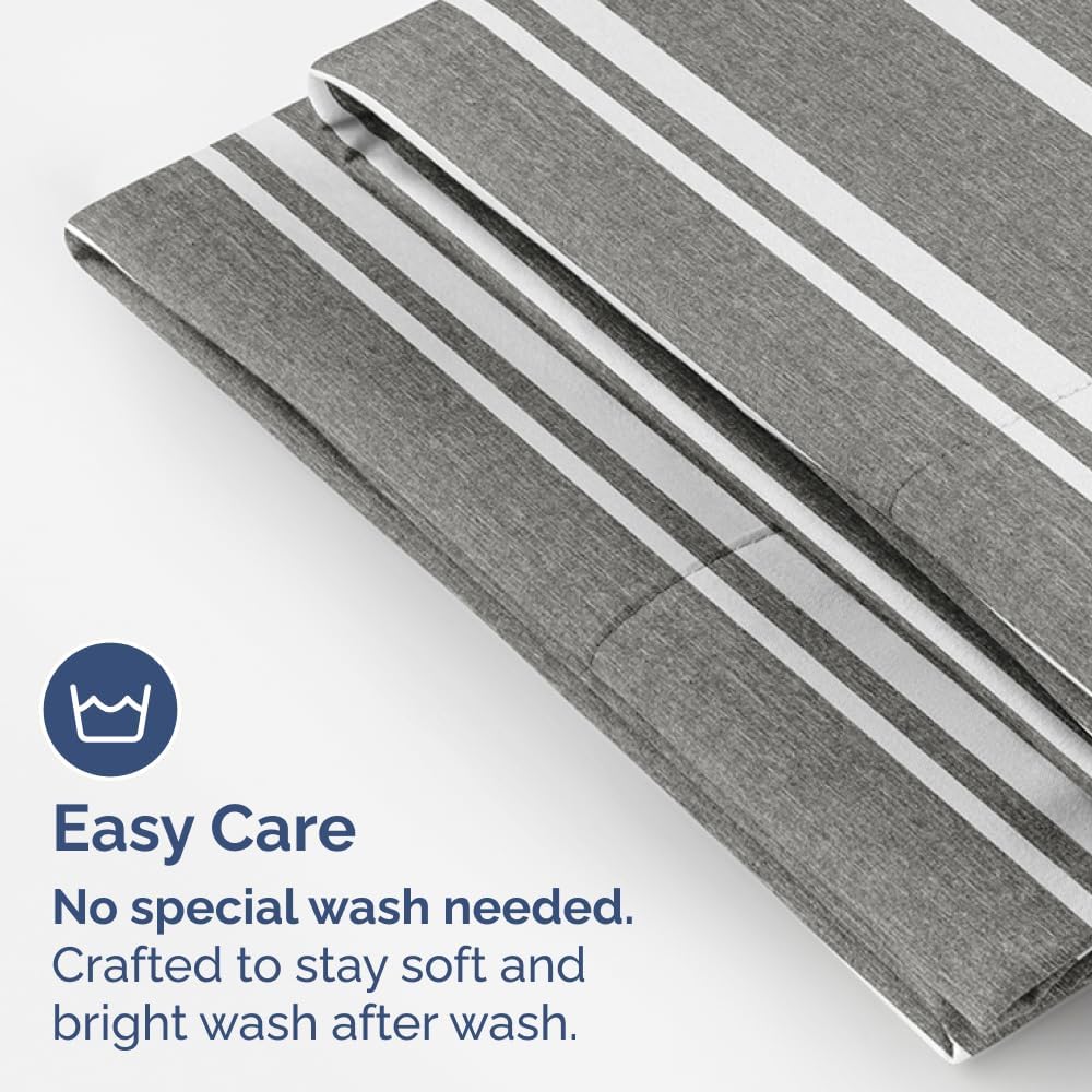 CGK Unlimited Queen Size Microfiber Pillowcase Set of 4 - Soft, Premium Quality, Machine Washable, 20x40, 20x36 & 20x48 Pillows for Sleeping - Grey Stripes 3