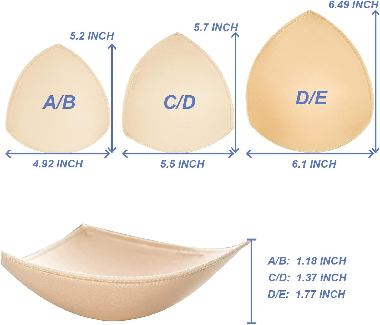 Bra Pad Insert,Removable Sport Bra Cup Triangle Breathable & Reusable Bra Pad for Yoga Bra,Swimsuits,Bikini