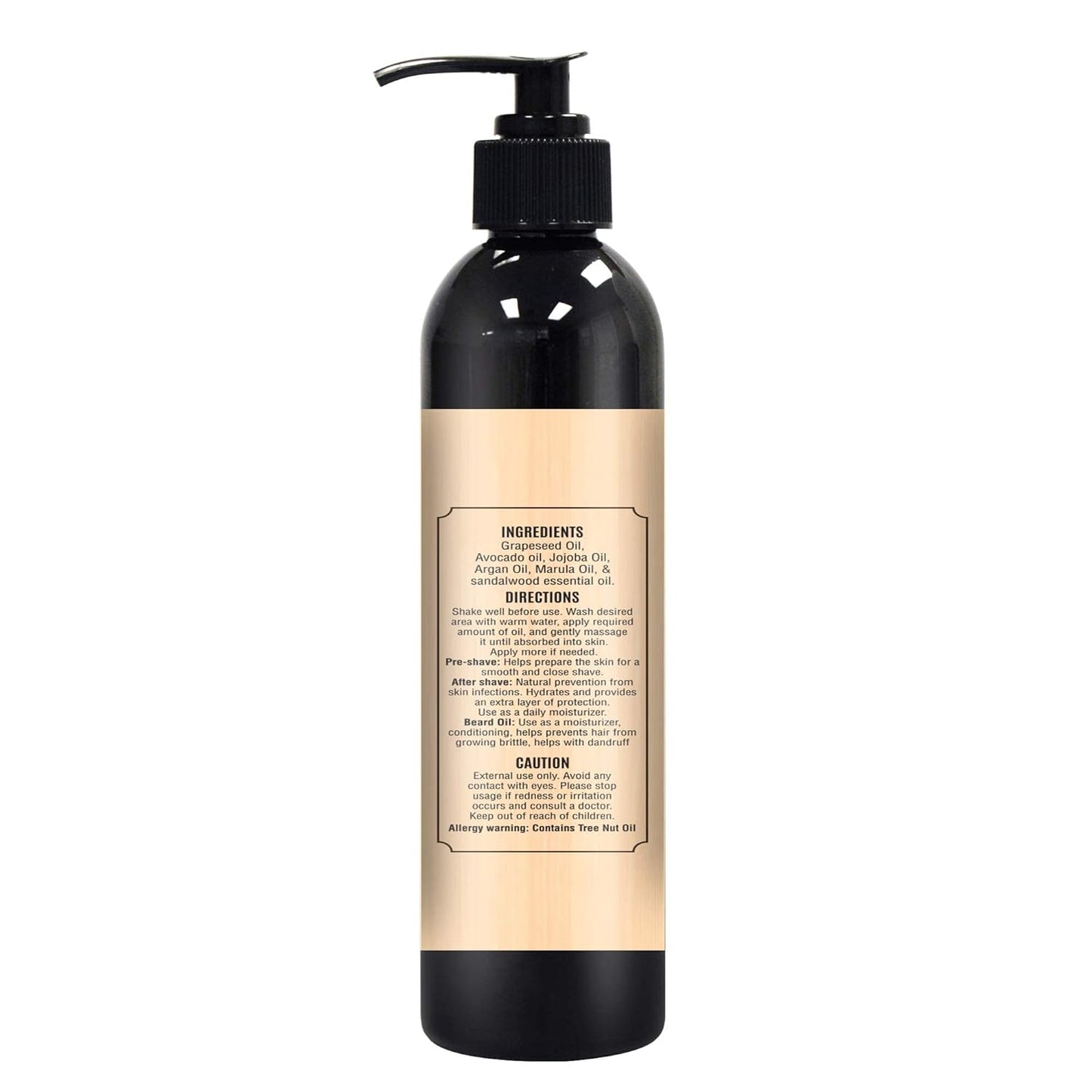 The Henna Guys 8 fl. Oz Pre-Shave & Beard Conditioning Oil for Men, Sandalwood Scent, with Jojoba, Argan, & Marula Oils, Free from Ammonia, Sulfate, Phthalate