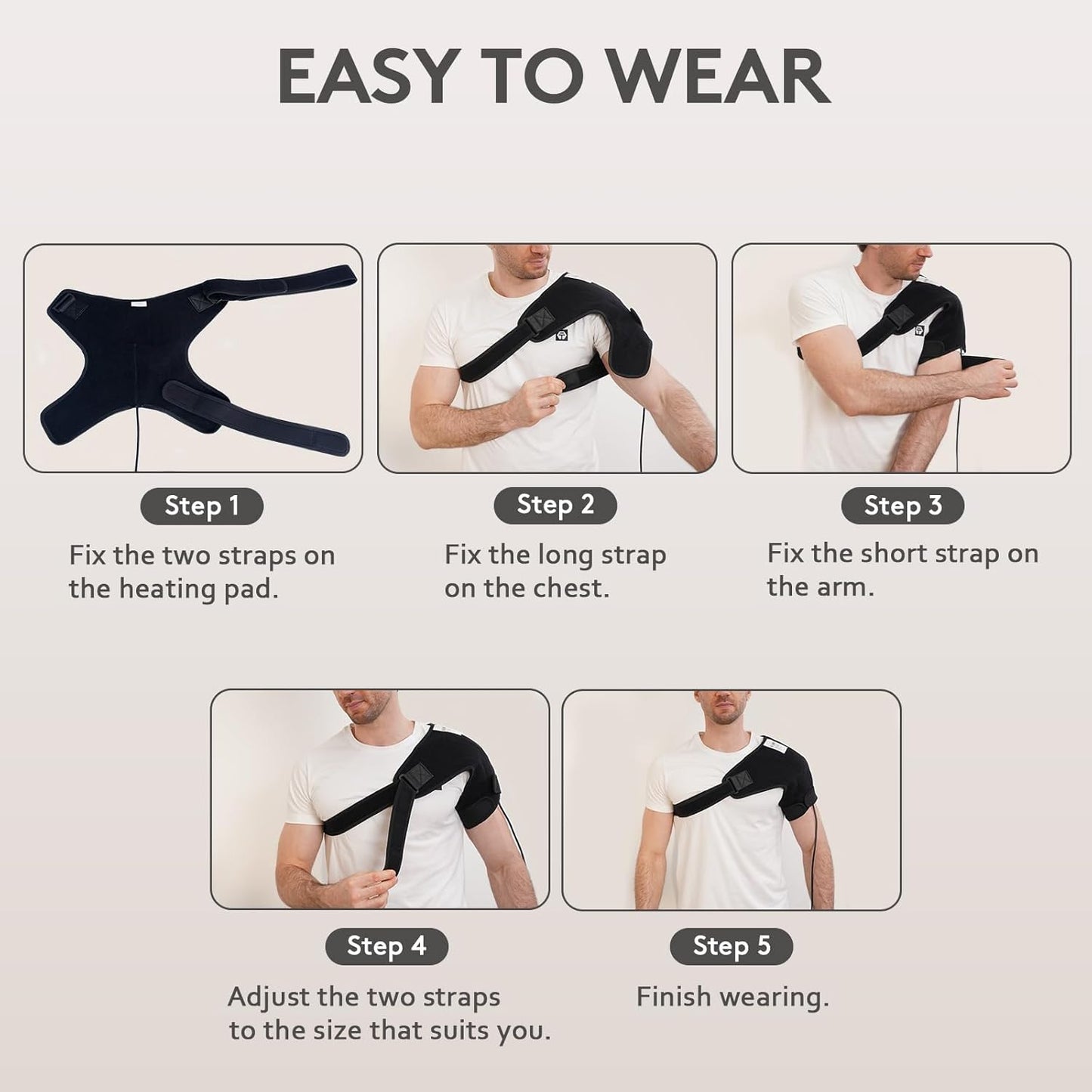 UTK Far Infrared Shoulder Heating Pad, Hot to 159℉, Gift for Men, Heating Pads for Rotator Cuff Pain Relief, 24 Timers, Auto-Off, 24 Natural Jade, 27-52" Adjustable Size Shoulder Wrap