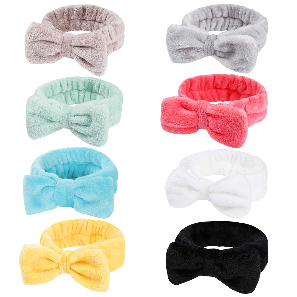 Stocking Stuffers for Teen Girls, 8 Pack Bow Spa Skincare Headband for Washing Face, Christmas Gifts Spa Party Favors Bulk Gifts for Teens Girls