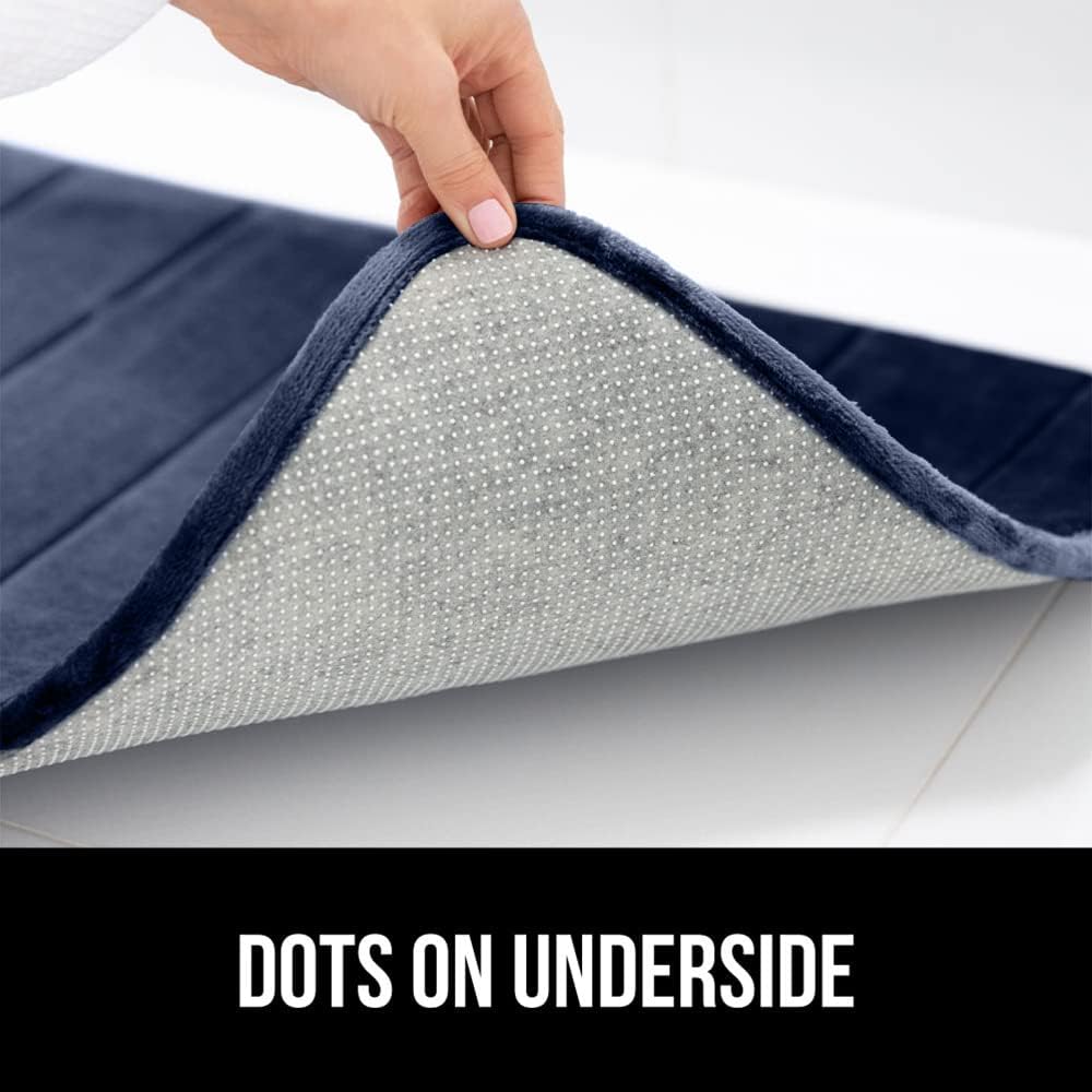 GORILLA GRIP Memory Foam Bath Mat, Soft Absorbent US Designed Bathroom Rug, Gripping Dots Machine Washable Bathmat, Cushioned Floor Mats, Shower Sink Rugs Room Décor Accessories, 60x24 Navy Blue