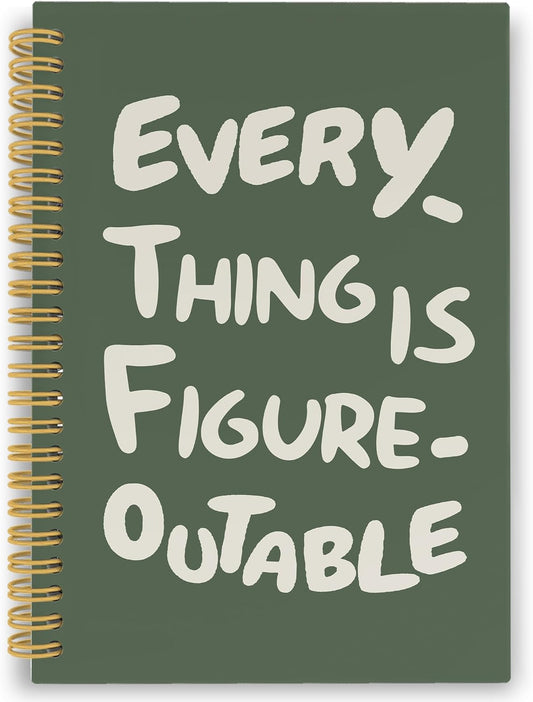 Everything is Figureoutable Spiral Notebook, Inspirational Journaling Notebooks for Counselling Therapy Office School, Motivational Hardcover Journals Gifts for Women, 160 Pages 5.5 x 8.3 Inch