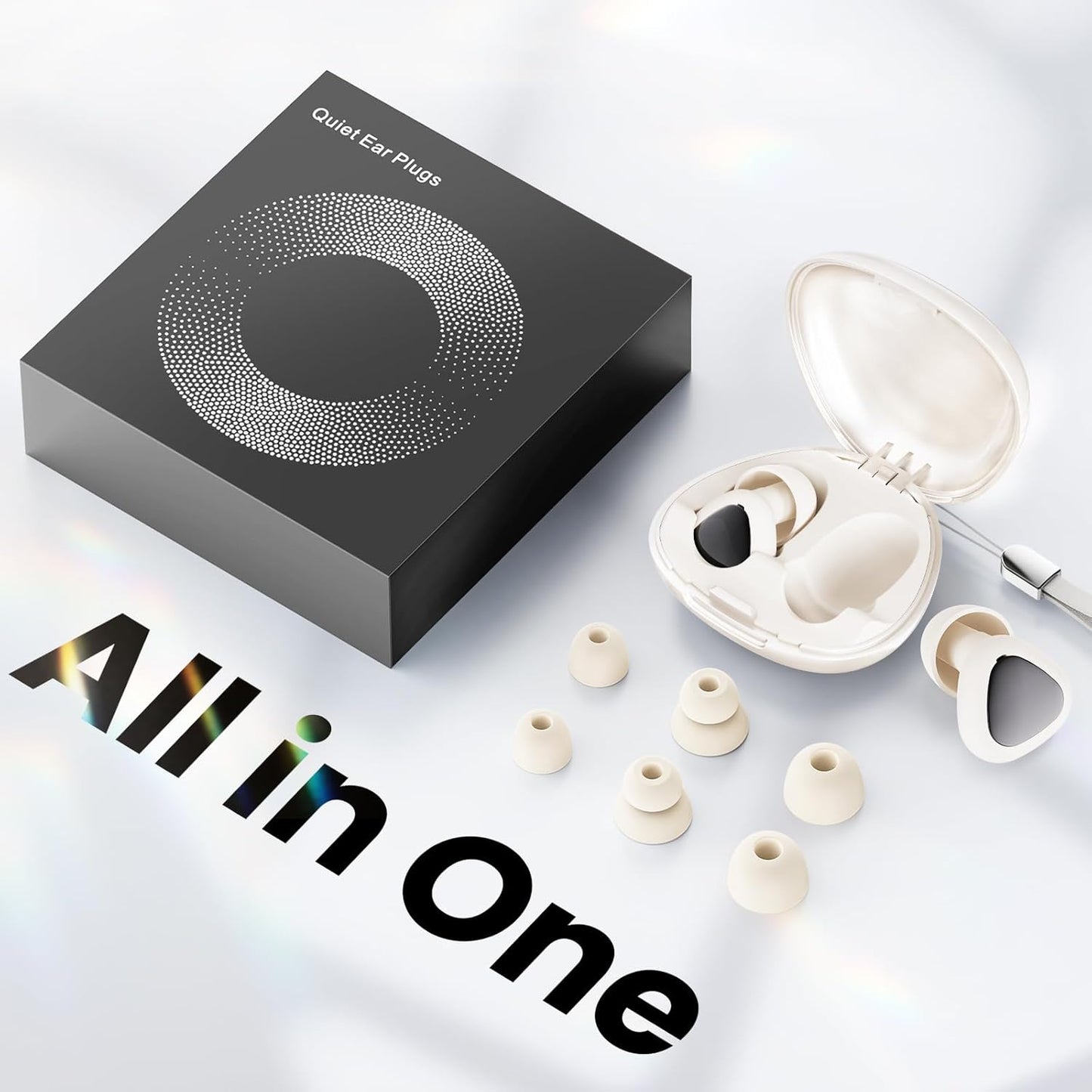 Ear Plugs for Sleeping Noise Cancelling, 45dB Reusable Silicone Earplugs with 6 Eartips and Carry Case, Ear Plugs for Concert & Hearing Protection, Sleep, Travel, Focus & Noise Reduction, White