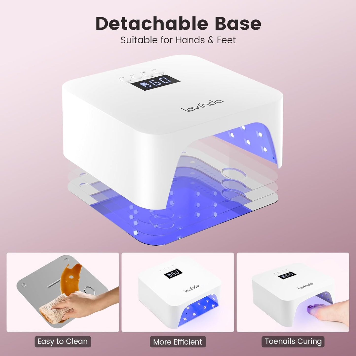 Lavinda UV Light for Gel Nails, Professiona UV LED Nail Lamp 2X Faster Curing Nail Dryer Nail Light Compatible with All Gel Types for Home Salon (White X7)