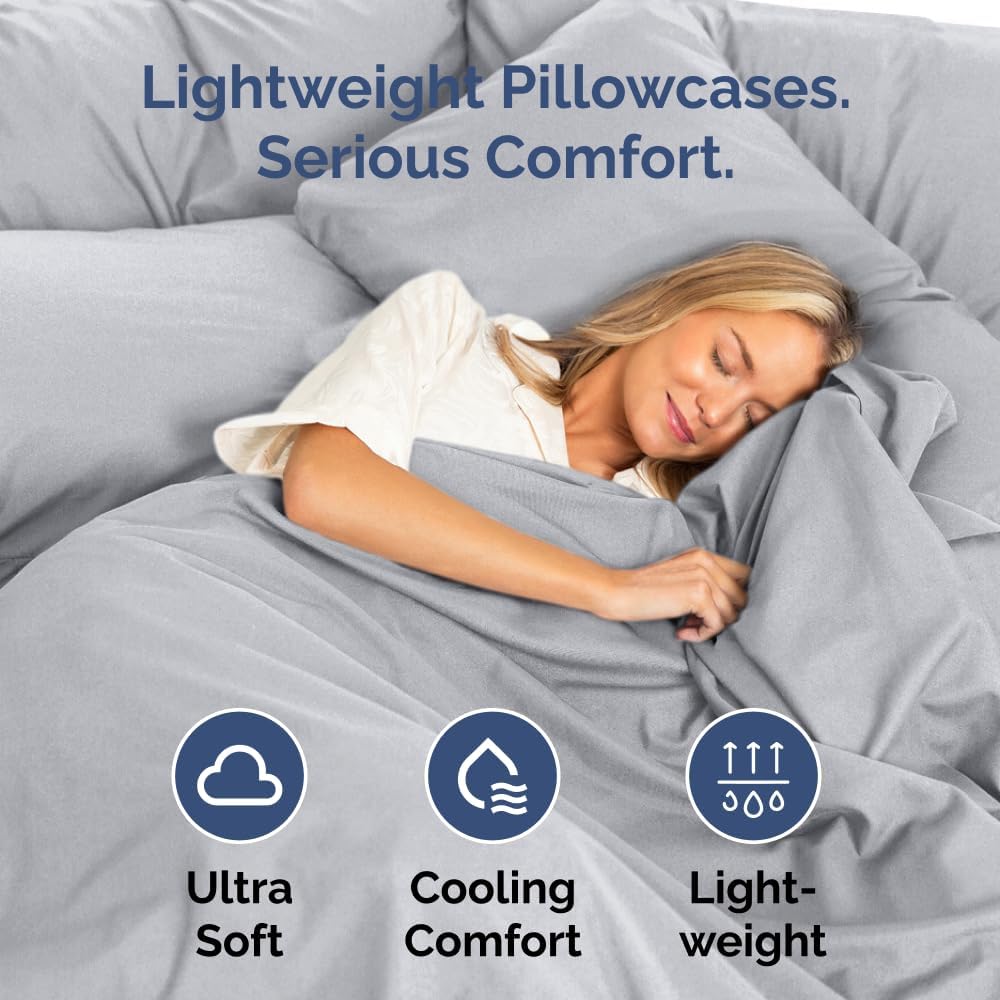 King Pillow Cases Set of 6 - Ultra Soft Hotel Quality Pillowcase Covers - Comfy. Cozy & Wrinkle Free - Shrink, Stain and Fade Resistant - Machine Washable Pillow Protectors - 6 Piece Set - Steel Blue