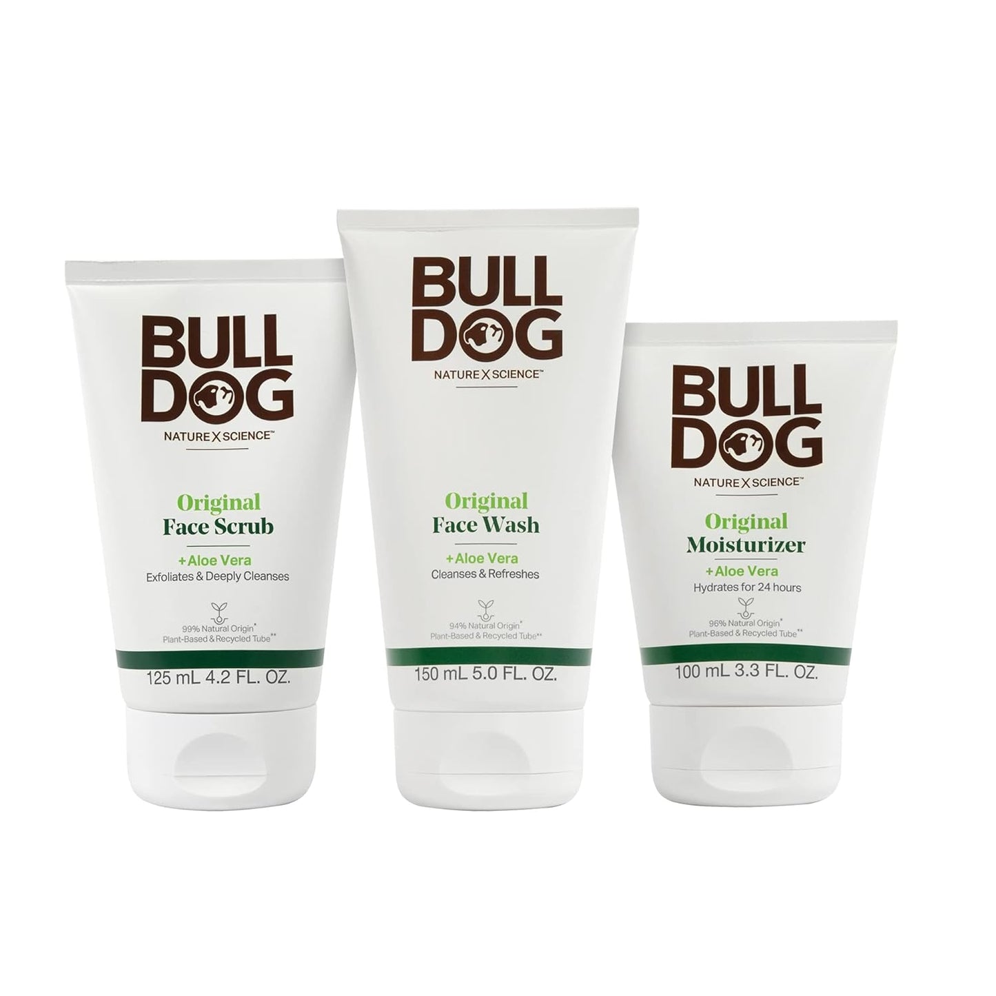 BULLDOG Mens Skincare and Grooming Original Full Face Kit with Moisturizer, Face Wash & Face Scrub