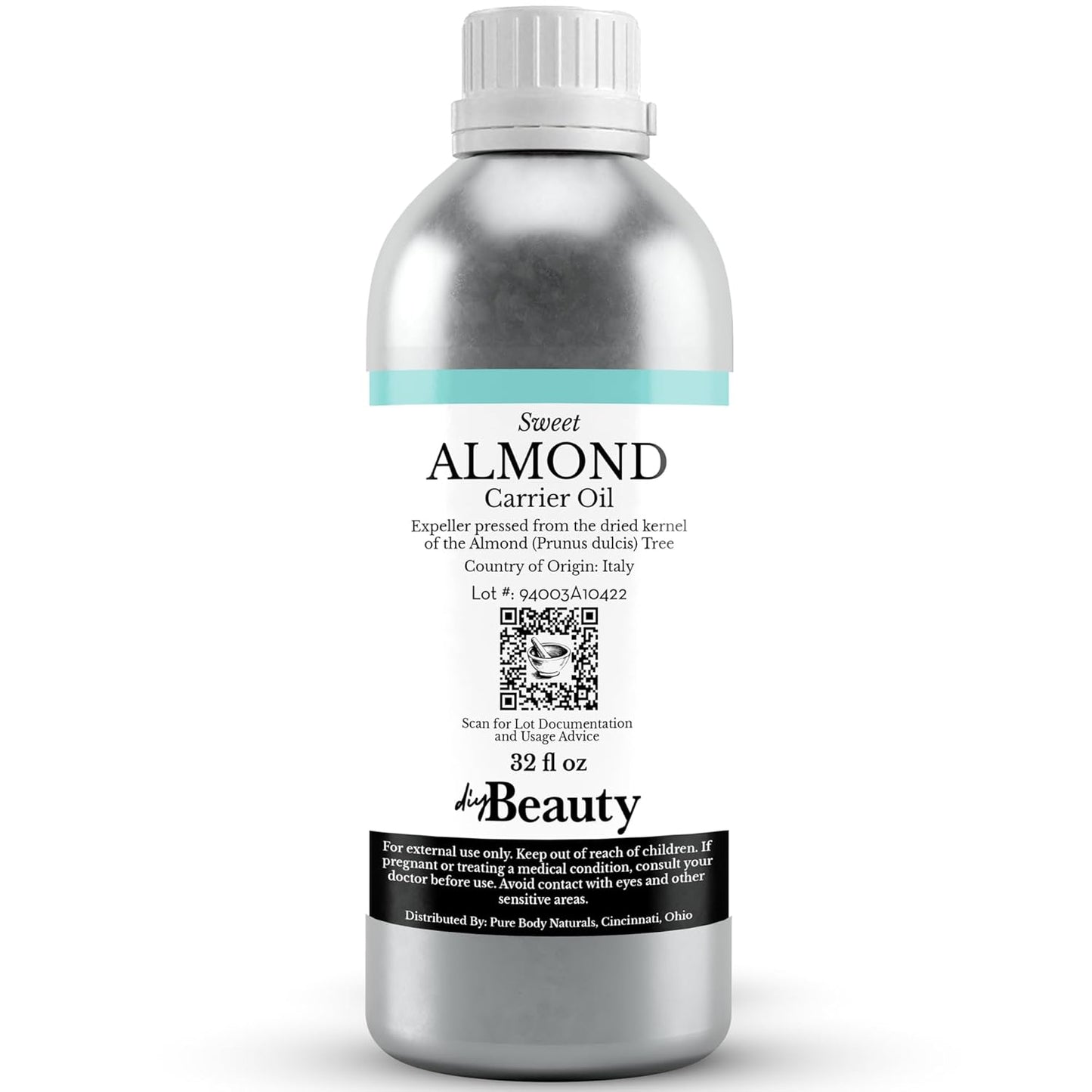 Bulk Sweet Almond Oil - 32 Fl Oz Large Size Bottle, Cold Pressed 100% Pure - Moisturizer for Skin, Hair, Body, Carrier Oil for Massage Oils