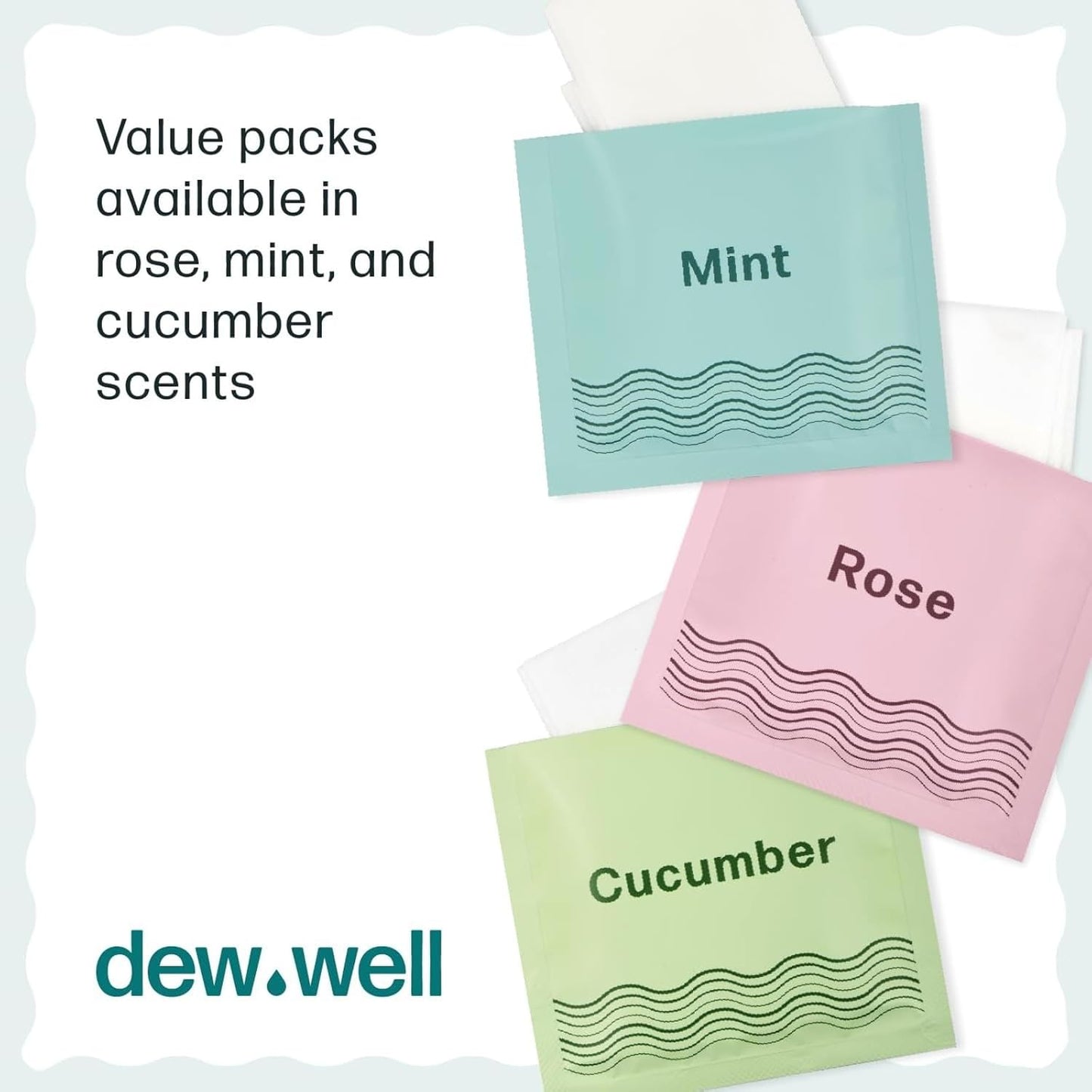 Dew Well 50 Individually Wrapped Armpit Wipes, Deodorant Wipes, A Fresh Start When You’re On the Go, Aluminum, Paraben, and Sulfate Free, Mint Scent
