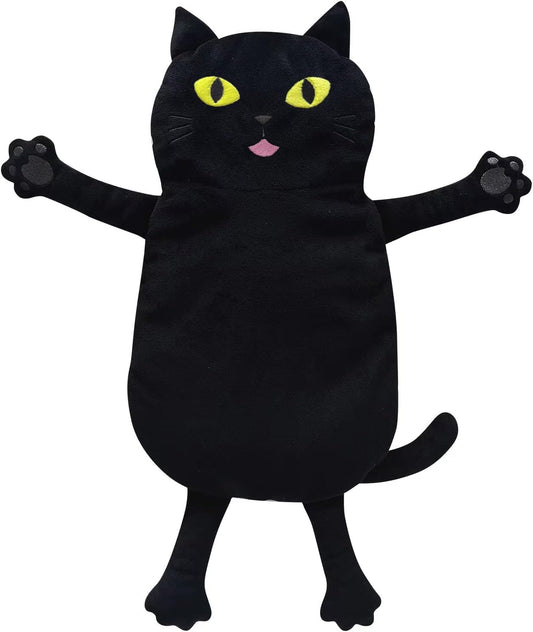 Microwave Heating Pad for Pain Relief, 17" x 9" Microwavable Heating Pads for Cramps, Back Pain, Neck Shoulder, Muscles, Knee, Joints, Natural Heat Pack Moist Heat, Black Cat