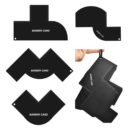 Enhancement Card for Barbers with Measurement Indicators, Reusable Hairline Shaping Tool, Beard Line Up Template, Color Spray Edge Line Up Tool, Easy to Clean Hairline Maker Guide for Barbers
