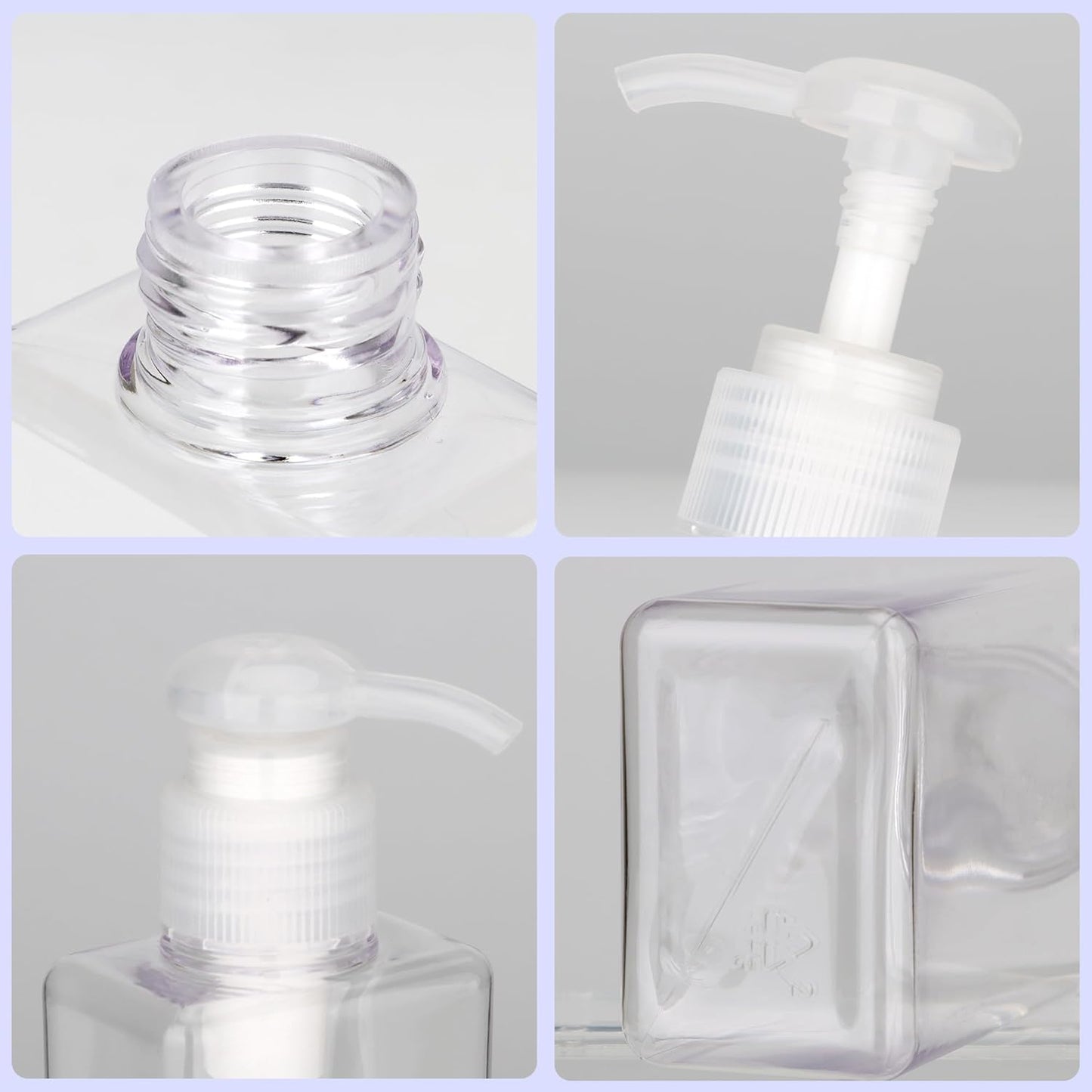 280ml (9.5oz) Pump Bottle Dispenser Jansburg 2 Pack Refillable Flat Square Plastic Lotion Dispenser Leakproof Empty Lotion Pump Bottle for Essential Oil Soap Lotion Shampoo Clear
