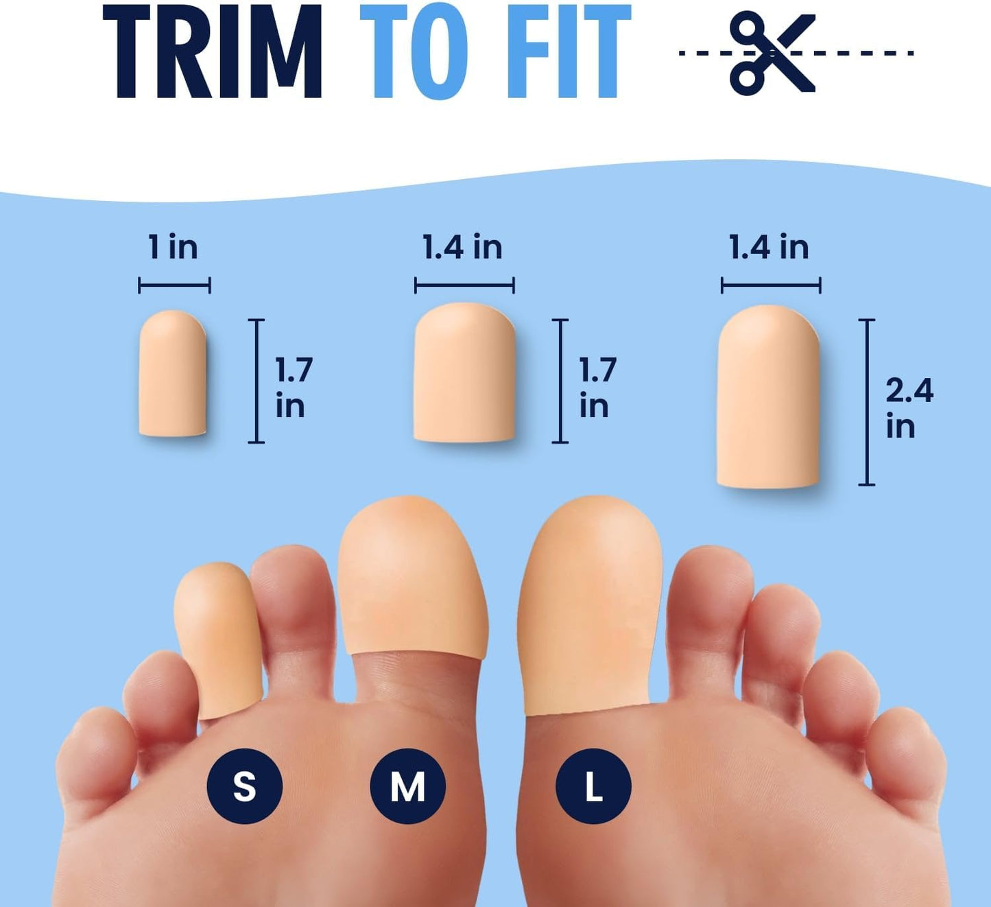 Dr. Frederick's Original Gel Toe Protectors for Men & Women - 12 ct - Toe Caps for Foot Pain Relief - Flexible Cushions for Ingrown Toenails, Corns, Calluses, Blisters, and Comfort -Beige - Large