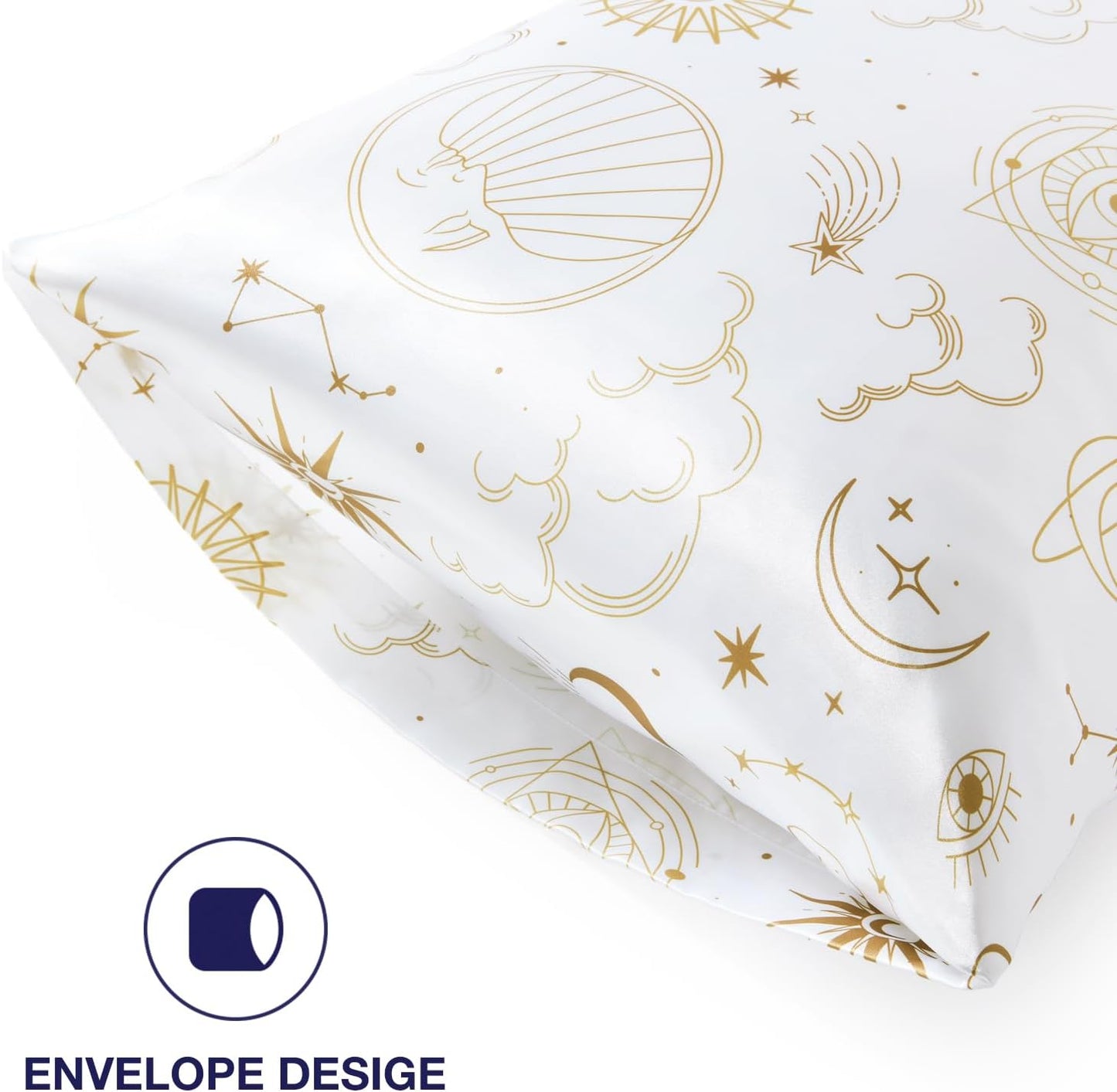 EXQ Home Satin Body Pillow Pillowcase Super Soft Silk Pillowcase, Body Pillow Cover with Envelope Closure White Moon (20"x54")