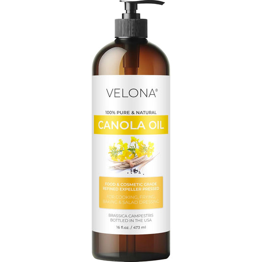 velona Canola Seed Oil 16 fl oz | 100% Pure and Natural Carrier Oil | Refined, Expeller pressed | Cooking, Dressing, Skin, Face, Body, Hair Care | Use Today - Enjoy Results