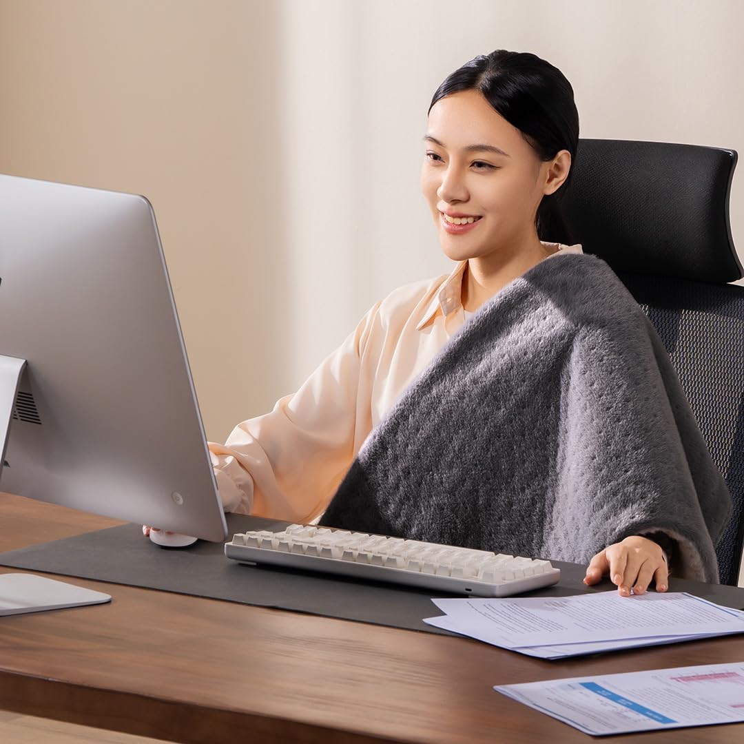 Boncare® 17"x33" Extra Large Heating Pad for Back Pain Relief & Period Cramp Without Auto Shut Off & 5 Auto Shut-Off Timers, 6 Heat Levels 9 Hr Auto Off and 12.6ft Cord Bed Foot Warmer(Gray)