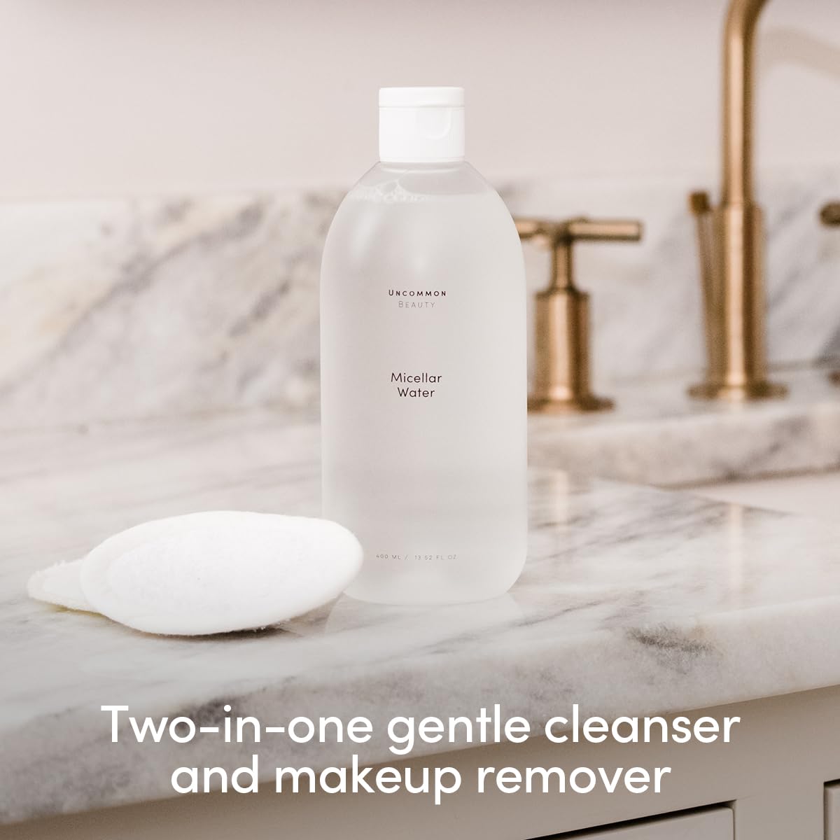 Micellar Water - Two-in-One Gentle Cleanser and Makeup Remover - Removes Dirt and Oil for a Fresh, Clean Complexion - Vegan, Cruelty Free, Synthetic Fragrance Free, 13.52 FL OZ