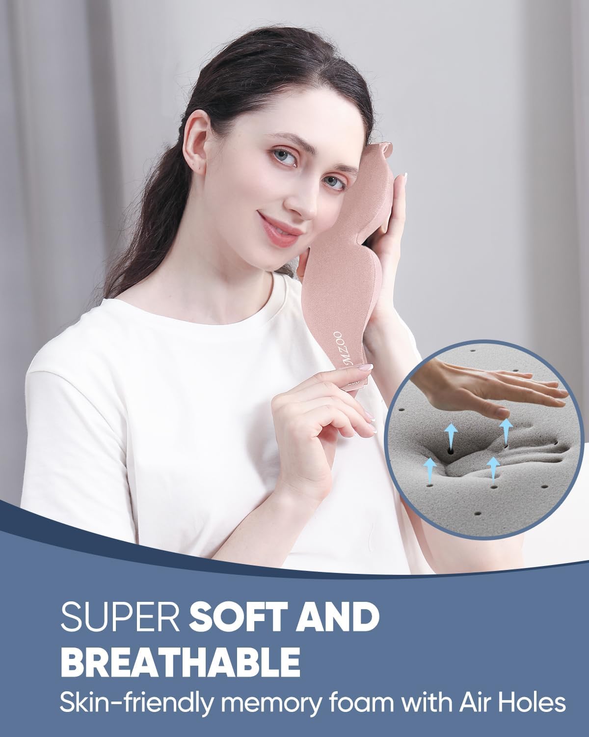 MZOO Luxury Sleep Eye Mask for Side Sleeper Men Women, Zero Eye Pressure 3D Sleeping Mask, Light Blocking Patented Design Night Blindfold, Soft Eye Shade Cover for Travel, Pink