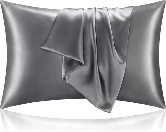 BEDELITE Satin Pillowcase for Hair and Skin, Super Soft and Cooling Similar to Silk Pillow Cases 2 Pack with Envelope Closure, Gift for Women Men(20"x40" King Size, Dark Grey)