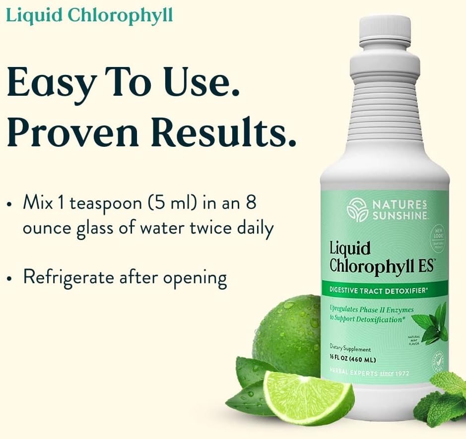 Nature's Sunshine Liquid Chlorophyll - Immunity Support, Detox & Cleanse, Chlorophyll Liquid Drops with Spearmint Oil, and Internal Deodorant (Original, 32 Fl Oz)