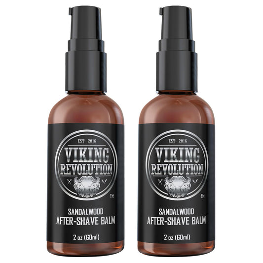 Viking Revolution Luxury After-Shave Balm for Men - Soothes and Moisturizes Face After Shaving - Eliminates Razor Burn for A Silky Smooth Finish - Sandalwood Scent (Pack of 2)