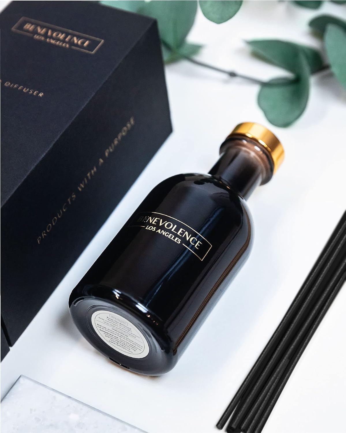 Benevolence LA Reed Diffusers for Home, Bergamot & Jasmine Relaxing Fragrance | Aromatherapy Reed Diffuser Sticks with Gift Box, Scented Sticks for Bathroom | Home Décor