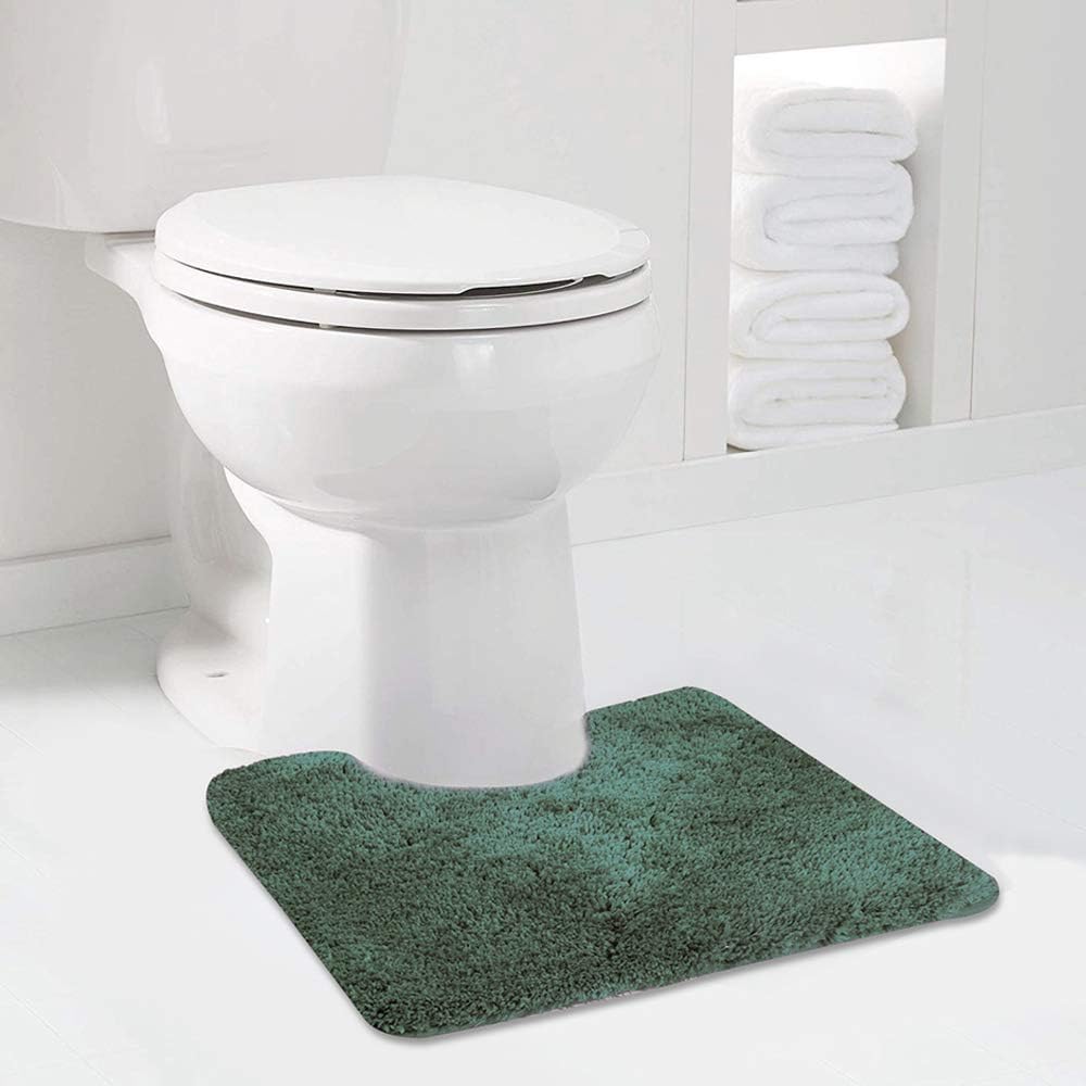 Walensee Contour Rug (20x24, Hunter Green) Non Slip Bath Mat, Soft Microfiber Shaggy Mat, Machine Washable U Shape Toilet Rug