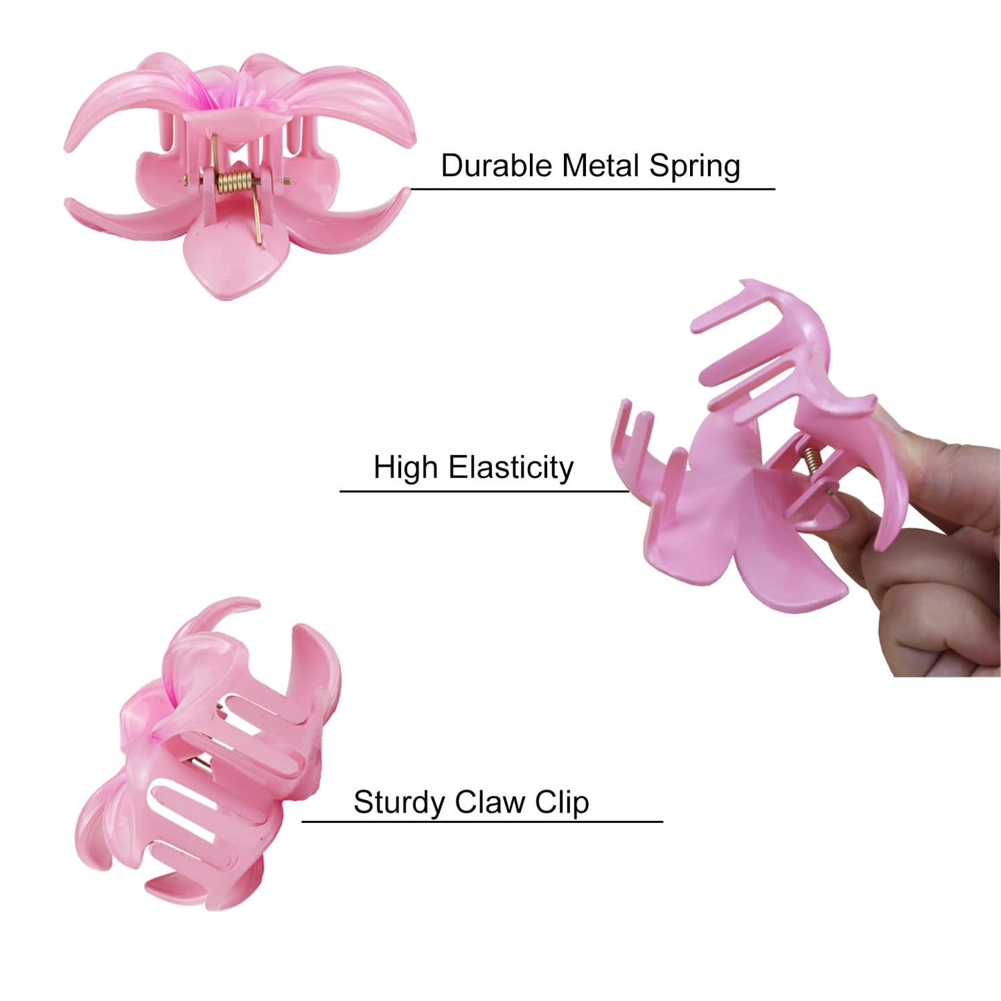 6 Pcs Flower Hair Claw Clips, 3.1 inch Hawaiian Plumeria Hair Clips, Summer Beach Essentials Hair Accessories for Women (Plumeria)