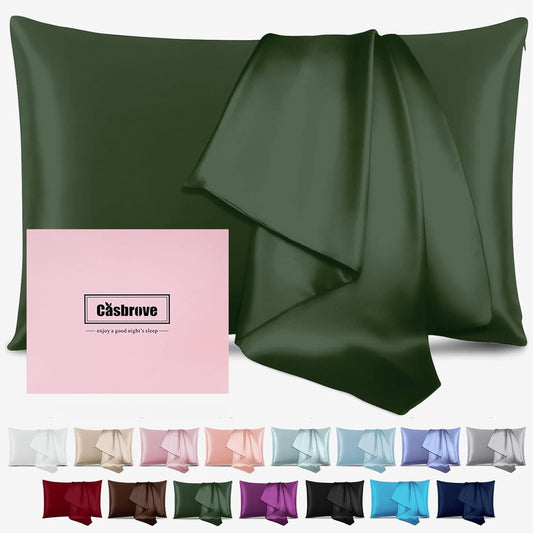 Silk Pillowcase for Hair and Skin Mulberry Silk Pillowcase Soft Breathable Smooth Both Sided Natural Silk Pillowcase with Zipper Beauty Sleep Silk Pillow Case 1 Pack for Gift(King,Green)