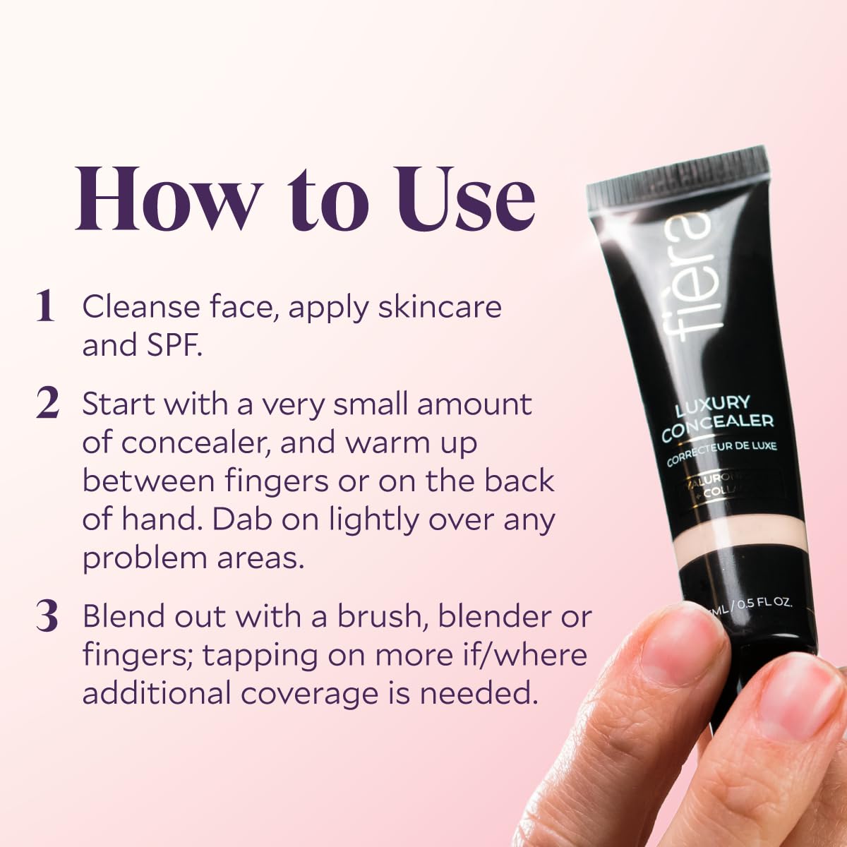 Fièra Luxury Concealer & Foundation with Anti-Aging Ingredients - Full Coverage for Dark Circles, Wrinkles, Fine Lines, and Spots, All-Day Wear For Mature Skin - Light, 0.5 FL. OZ. / 15 ML