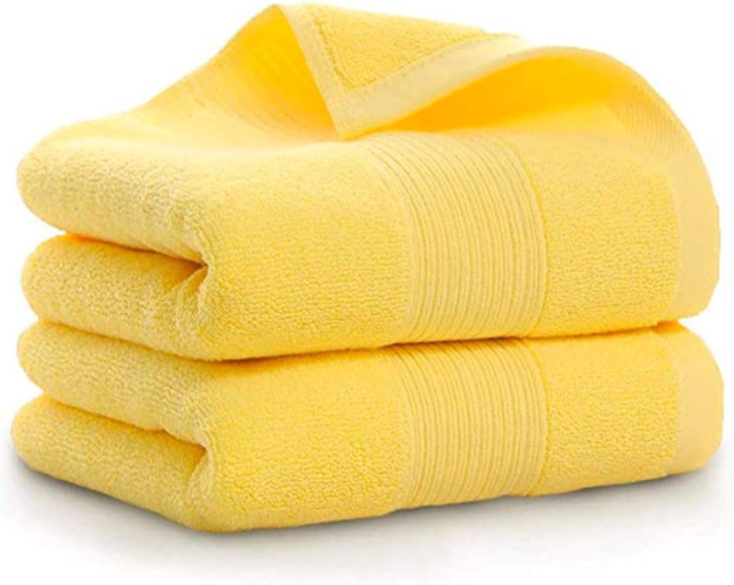 Hand Towels for Bathroom 2 Pack-100% Cotton Hand Towel (14 x 30 Inch), Highly Absorbent and Quick Dry Face Washcloth, Home Soft Premium Towel for Hotel, Bath, Kitchen and Spa(Yellow)