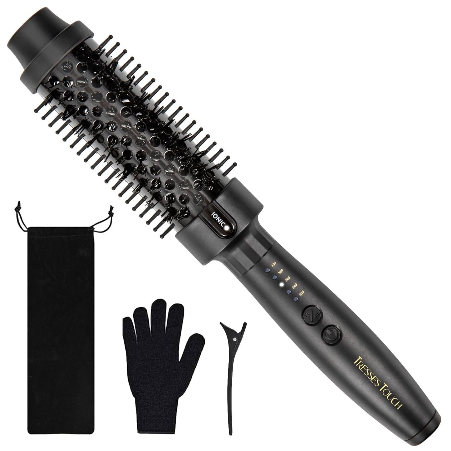Thermal Brush 1.5 Inch, Heated Round Brush for Blowout Look, Negative Ion, 5 Temp Settings, Tourmaline Ceramic, Dual Voltage for Travel, Easy to Use, Less Damage, Makes Hair Shinier & Smoother