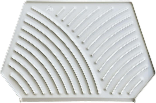 Silicone Dish Drying Mat with Drain, Self-Draining, Heat Resistant & Non-Slip Kitchen Counter Mat, Easy to Clean, Reusable, 19.3'' x 13'', Greige