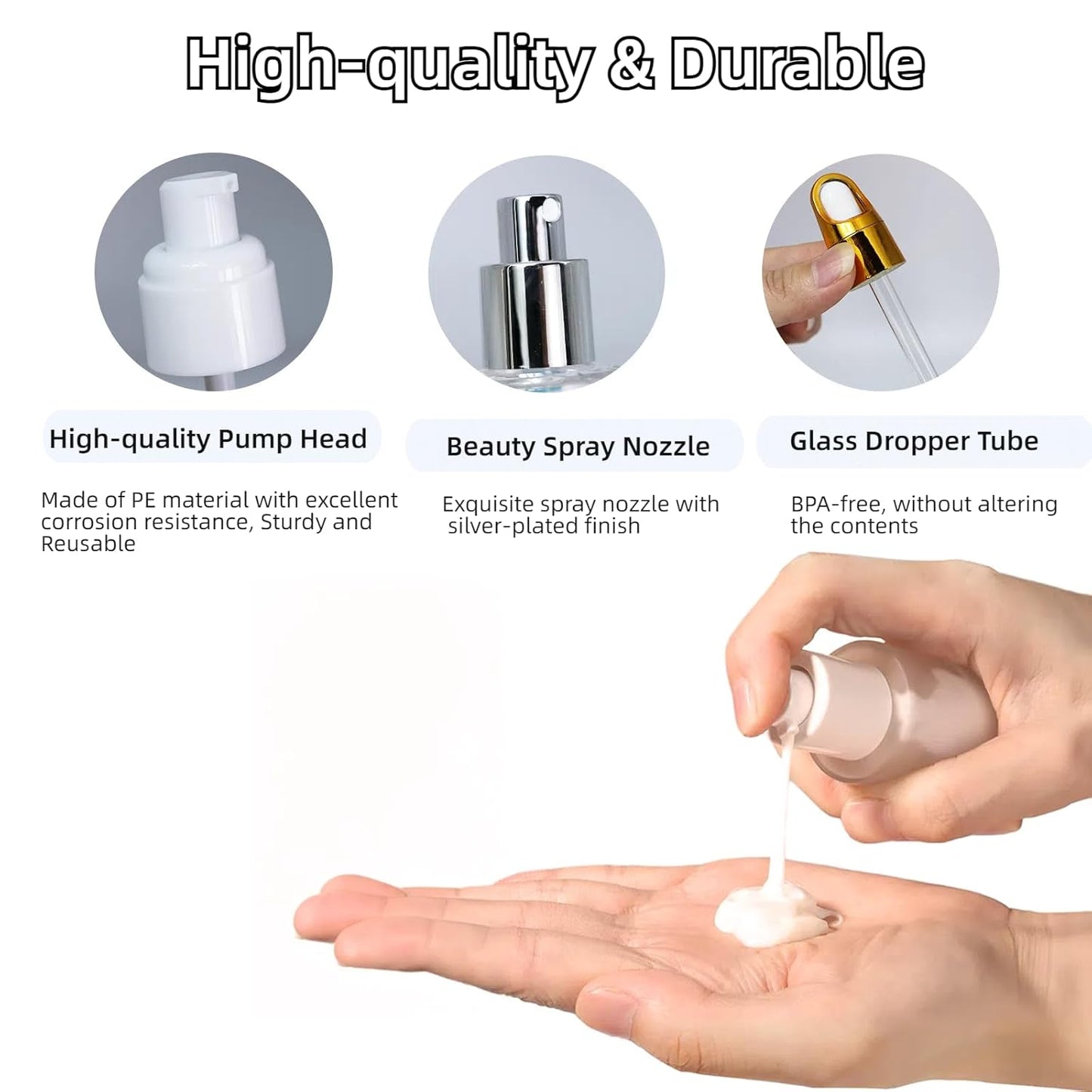 12Pack Premium Glass Travel Size Bottles, Mini Makeup Containers 1.3/0.7/0.3oz TSA Approved Gold Travel Skincare Containers Refillable BPA Free Leak Proof with Pump Spray for Liquid Toners Serum Cream