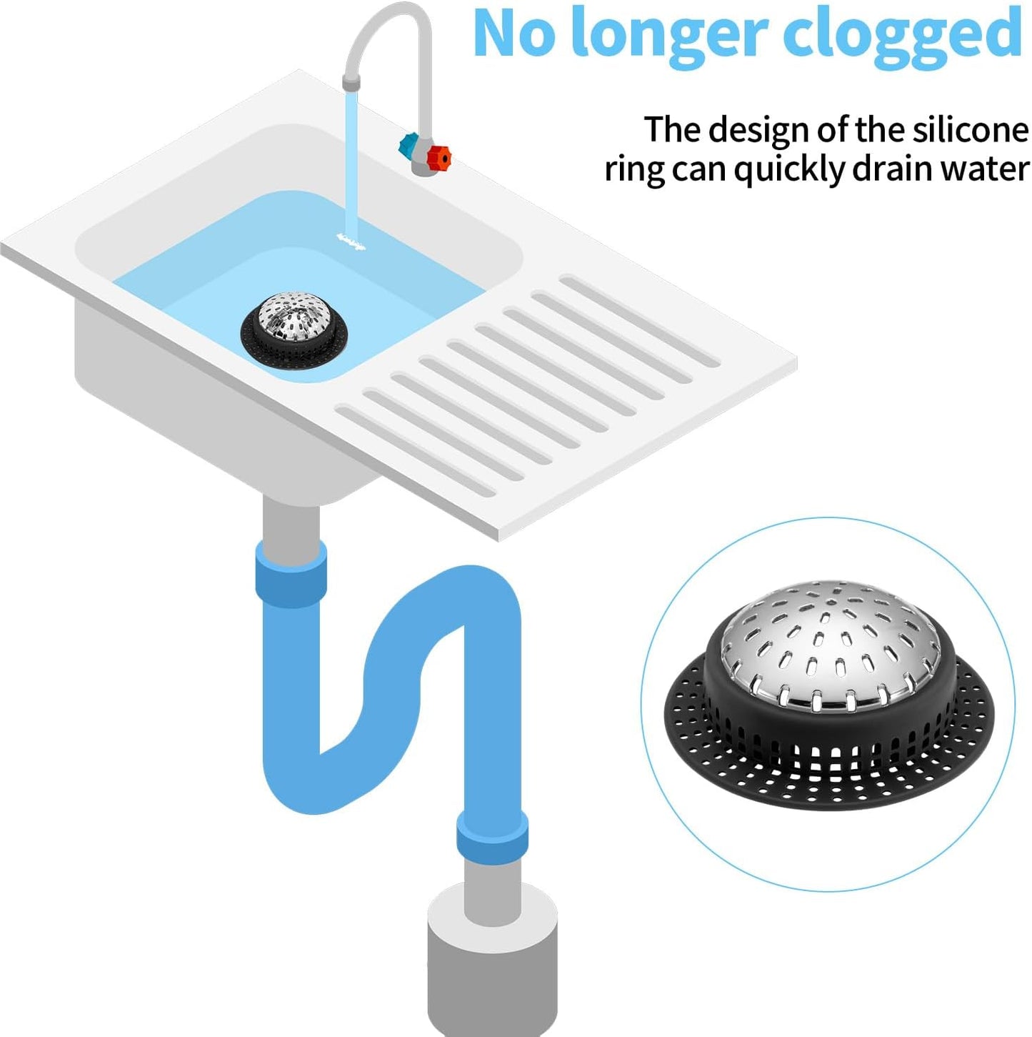 Shower Drain Hair Catcher, Shower Drain Cover, Bathtub Drain Hair Catcher for Pop-Up & Regular Drains