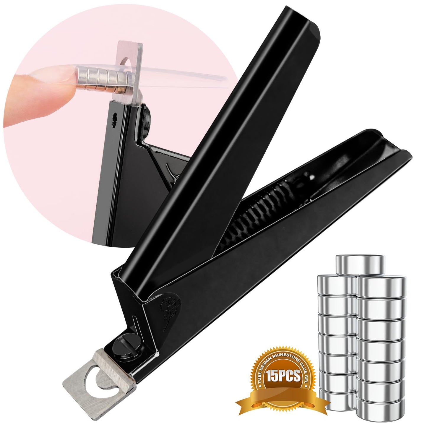 Black Premium Nail Clippers with Magnets Sizers for Acrylic Nails, Artificial Fake Nail False Nail Tip Cutter Trimmer Manicure Pedicure Sharp Blade Clip Tool For Salon Home Art Beauty