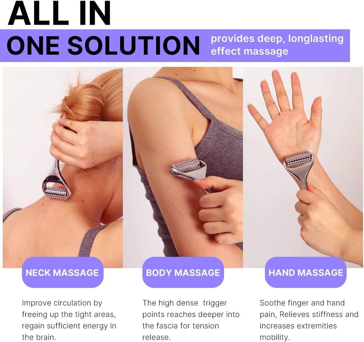 Massage Roller, Acupuncture Roller for Muscle Pain Relief, Acupressure Massager - Deep Tissue Massage Tool for Hand, Foot, Neck, Arms, Thighs