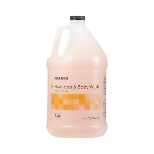 McKesson Body Wash and Shampoo - 1  Gallon Bulk Refill Full Body Wash with Aloe, Apricot Scent - Sensitive Skin & Hair 2‑in‑1