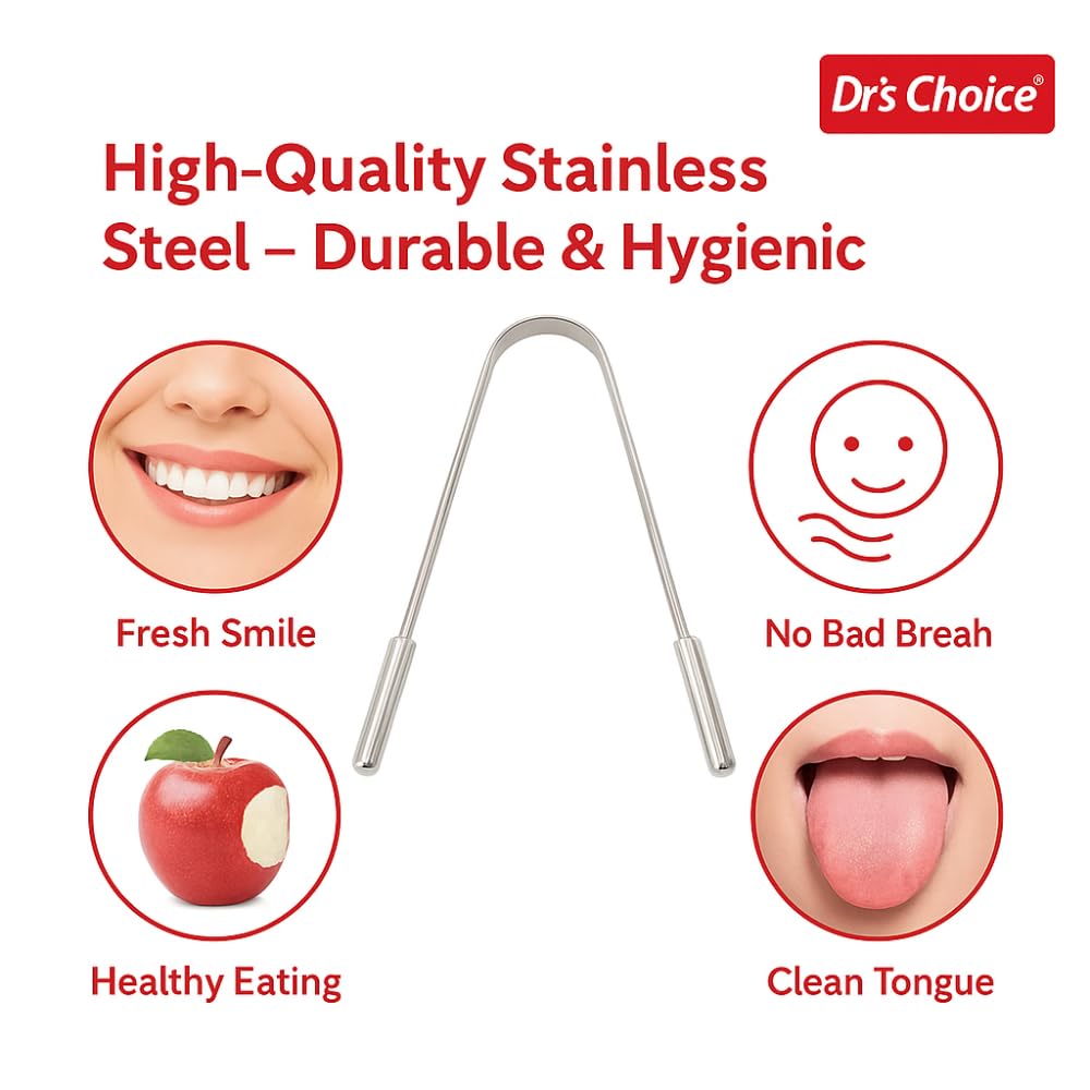 Stainless Steel Tongue Scraper for Adults – Durable, Rust-Resistant Tongue Cleaner with Ergonomic Grip for Daily Oral Care & Fresh Breath – Reusable & Travel-Friendly (Pack Of 4)